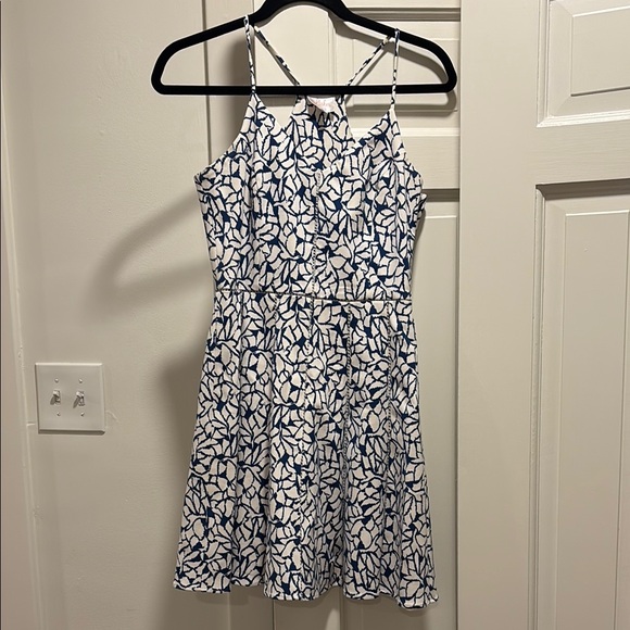 Elegant Blue and White Midi Dress